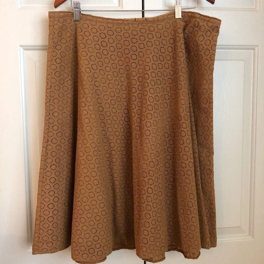 Joie Eyelet A line Lined Skirt Tan Color Size Large